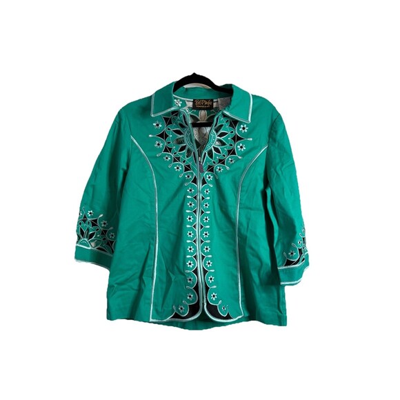 Bob Mackie Wearable Art Jacket Embroidered Cutout Jacket Blazer 3D Floral Design - Picture 1 of 5